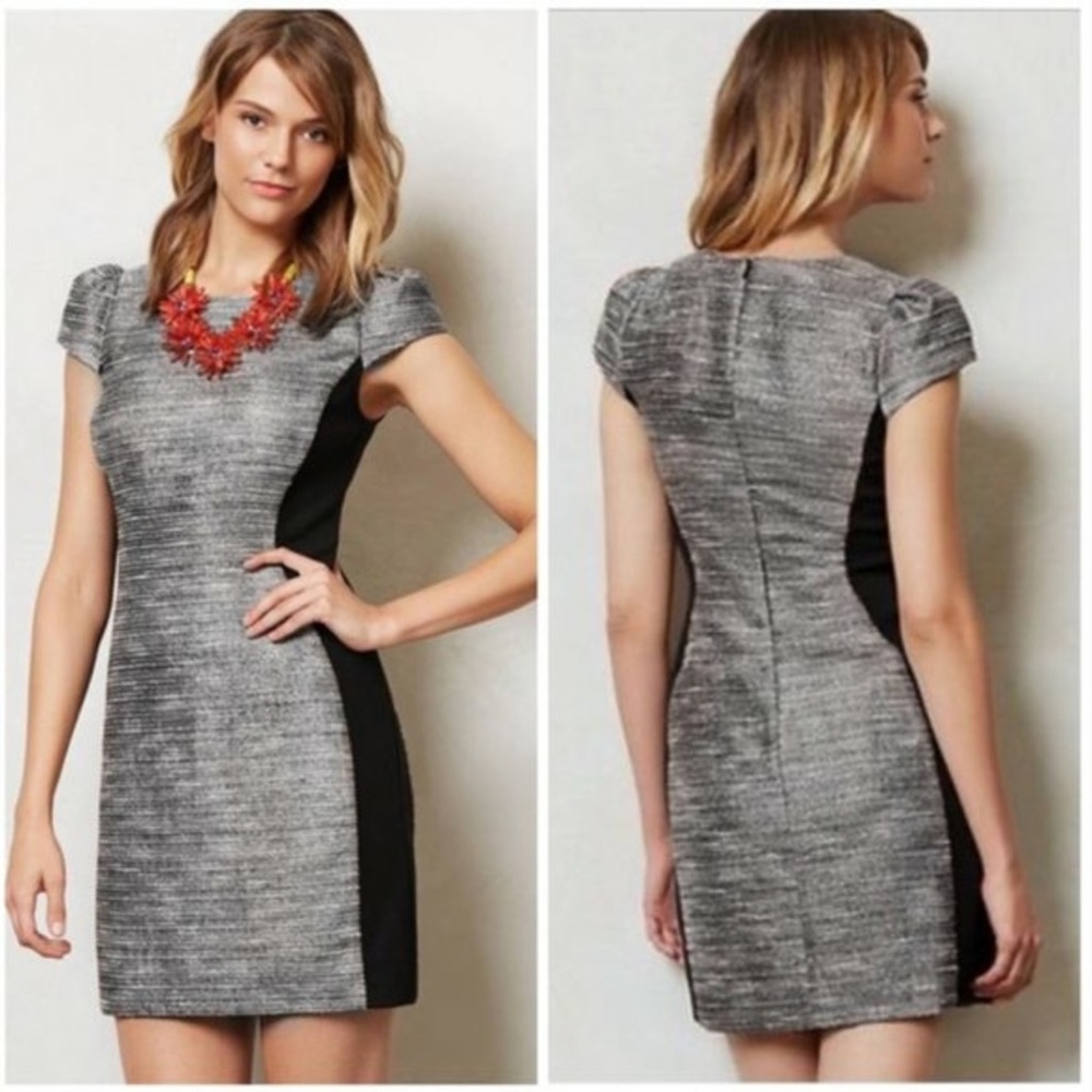 Anthro Tweed Sheath Slimming Dress Size 6